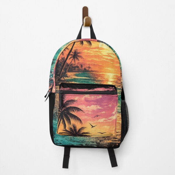 Item preview, Summer Beach Sunset Tropical Palm Trees Retro Vintage T-Shirt designed and sold by PACS0011.