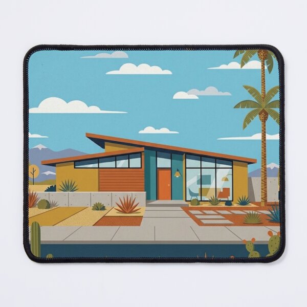 Item preview, Mid Century Modern Retro House with Palm Tree | Atomic Age Design designed and sold by Mediagraphic.