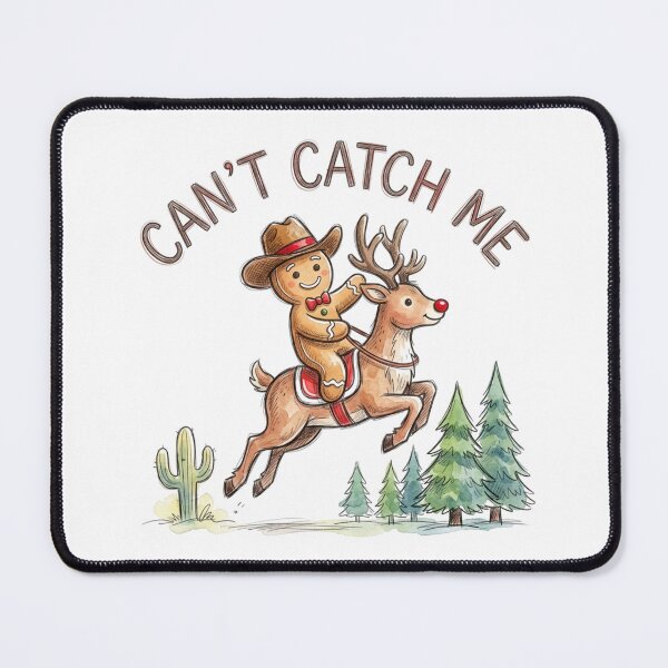 Item preview, Can't Catch Me Cowboy Gingerbread Man Riding Reindeer  designed and sold by raedattia.