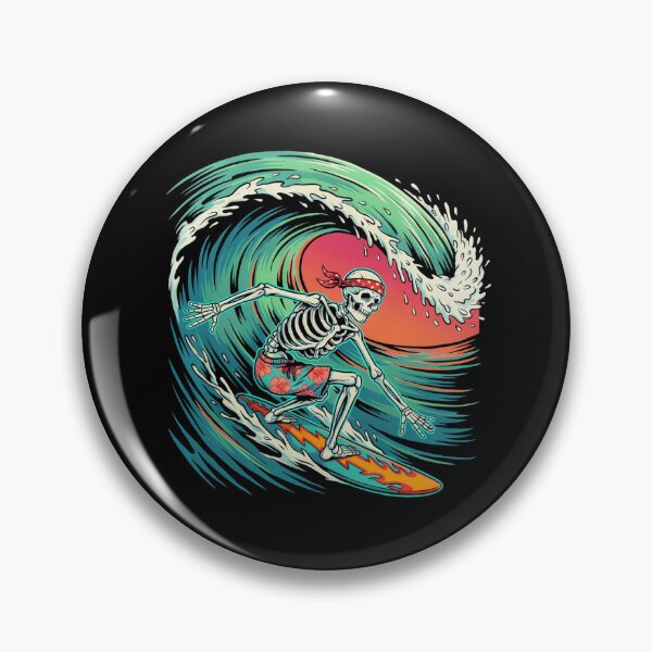 Item preview, Skeleton Surfer Riding Big Wave Retro Surf  designed and sold by MizoX7.