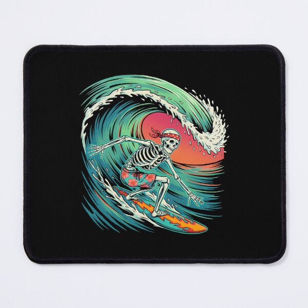 Item preview, Skeleton Surfer Riding Big Wave Retro Surf designed and sold by MizoX7.