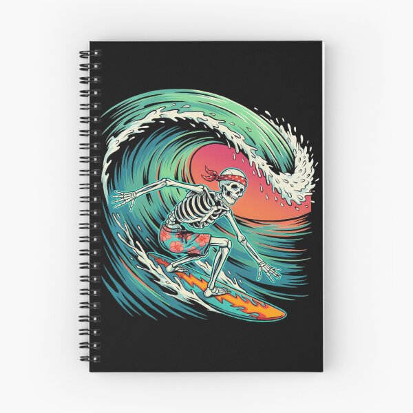 Item preview, Skeleton Surfer Riding Big Wave Retro Surf  designed and sold by MizoX7.