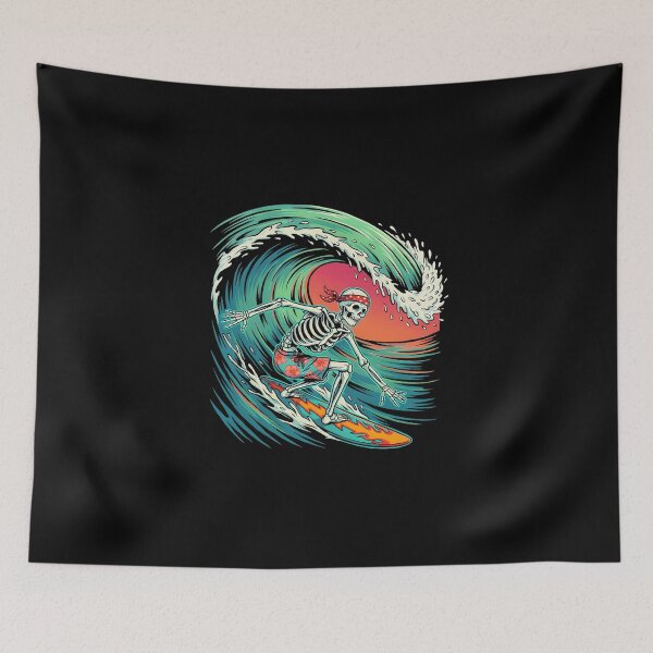 Item preview, Skeleton Surfer Riding Big Wave Retro Surf  designed and sold by MizoX7.