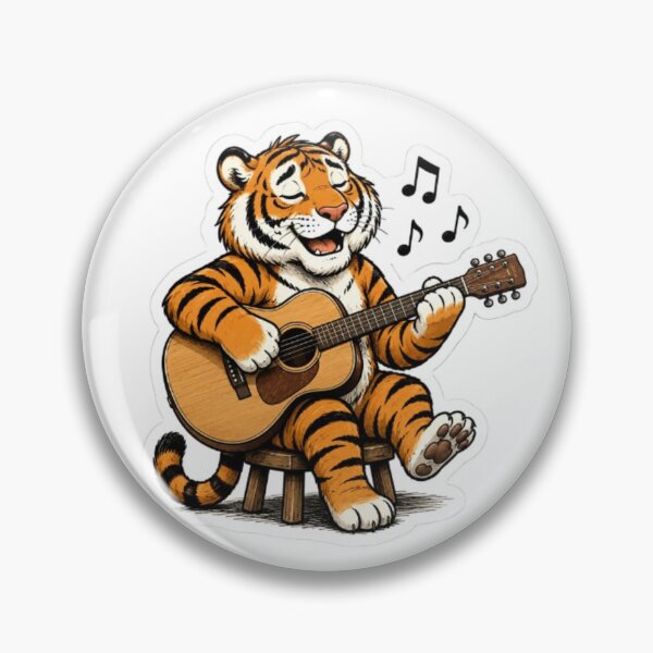 Item preview, Happy Tiger Playing Acoustic Guitar designed and sold by Snurly.