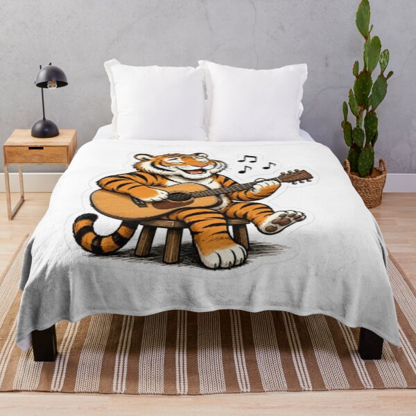 Item preview, Happy Tiger Playing Acoustic Guitar designed and sold by Snurly.