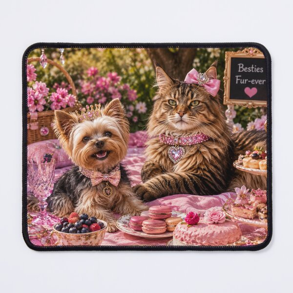 Item preview, Besties Fur-ever Cat Dog Tea Party Design designed and sold by Extremeallie.