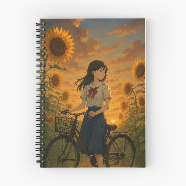 Item preview, Vintage Sunflower Field Anime Girl Print designed and sold by Dhenin Studio.