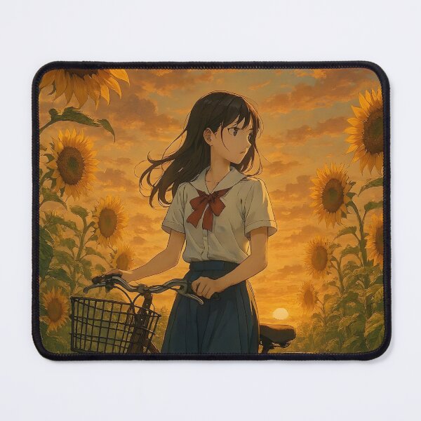 Item preview, Vintage Sunflower Field Anime Girl Print designed and sold by Dhenin Studio.