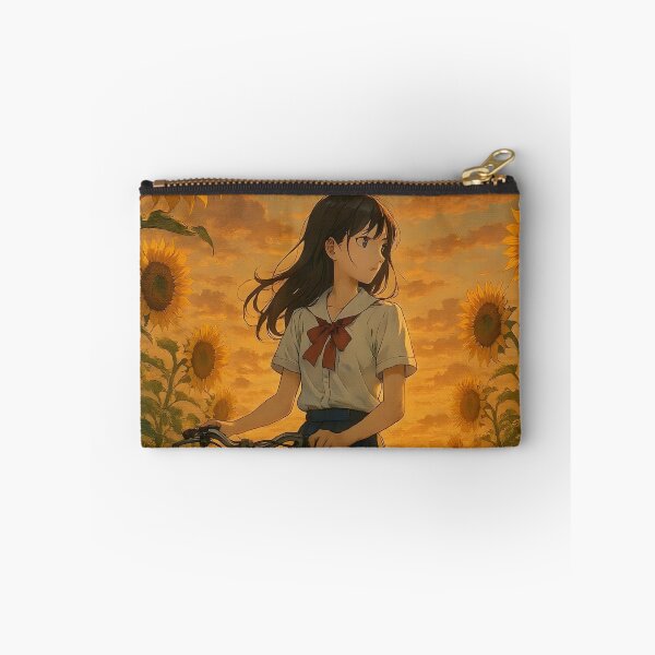 Item preview, Vintage Sunflower Field Anime Girl Print designed and sold by Dhenin Studio.