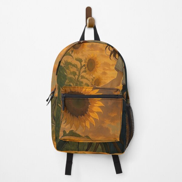 Item preview, Vintage Sunflower Field Anime Girl Print designed and sold by Dhenin Studio.