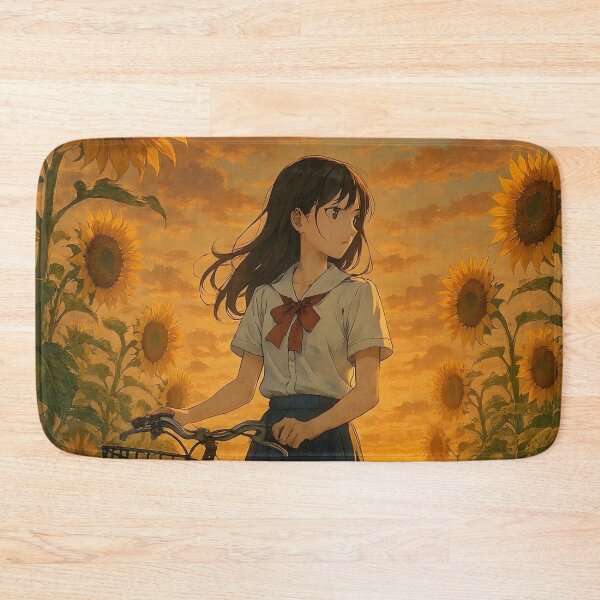 Item preview, Vintage Sunflower Field Anime Girl Print designed and sold by Dhenin Studio.