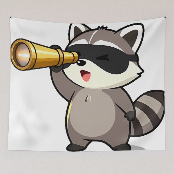 Item preview, Raccoon Watching Sunset with Telescope designed and sold by pumsquare.