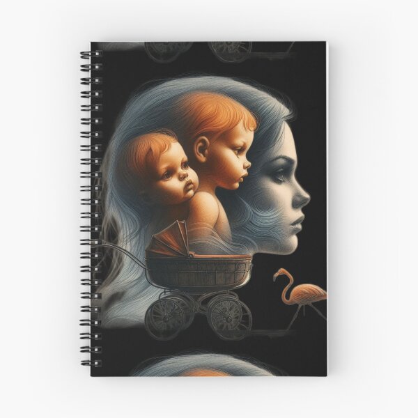 Item preview, Vintage Twin Babies and Flamingo Motherhood Surreal Art designed and sold by LujziWorld.