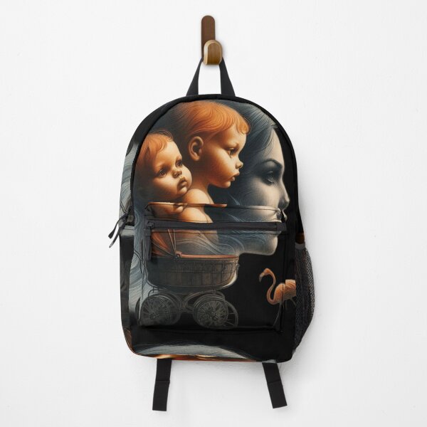 Item preview, Vintage Twin Babies and Flamingo Motherhood Surreal Art designed and sold by LujziWorld.
