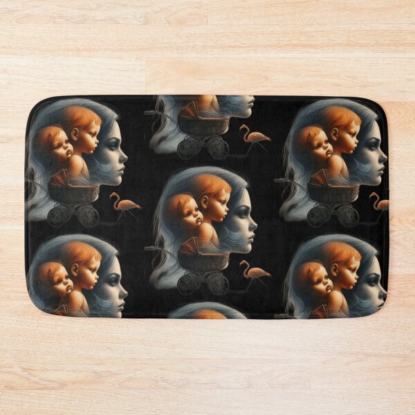 Item preview, Vintage Twin Babies and Flamingo Motherhood Surreal Art designed and sold by LujziWorld.