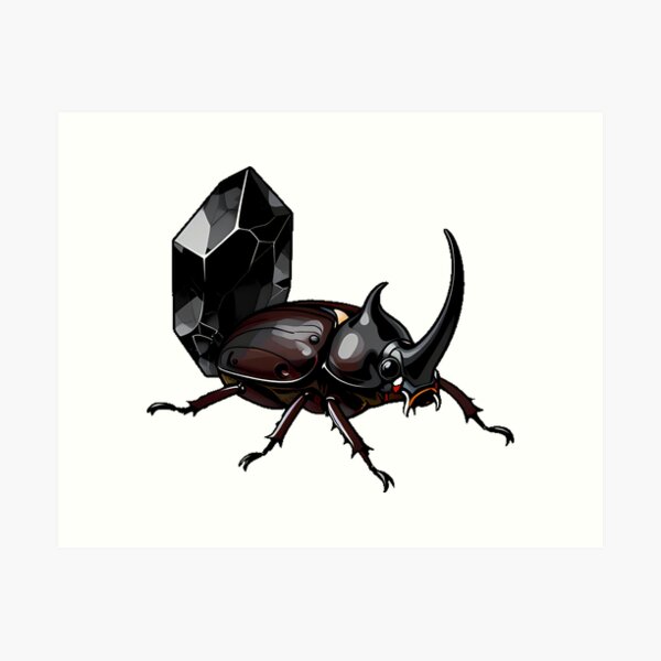 Item preview, Rhinoceros Beetle with Obsidian designed and sold by IllumeInk.