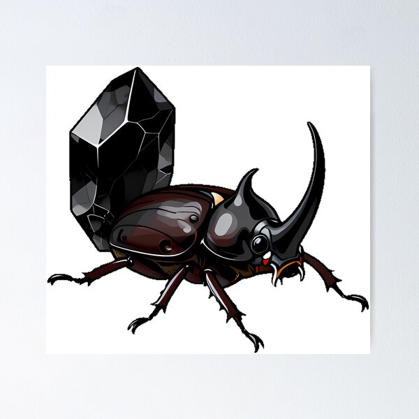 Item preview, Rhinoceros Beetle with Obsidian designed and sold by IllumeInk.