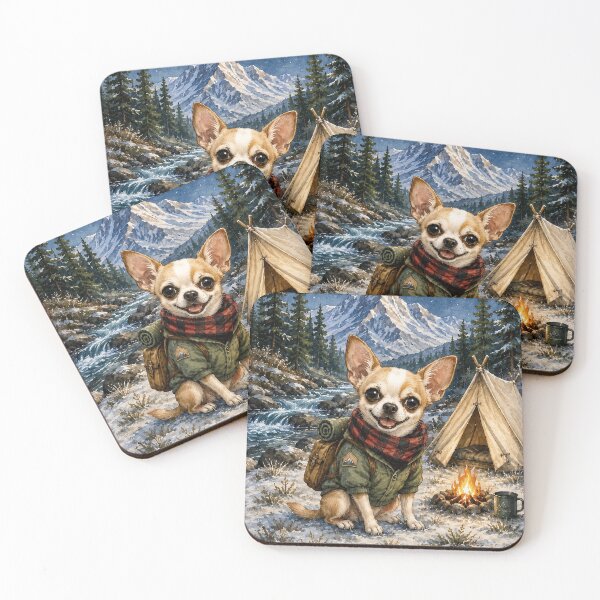 Item preview, Whimsical Chihuahua Rescue Dog Cute Pet Camping Adventure Illustration Art designed and sold by RescueHeart10.