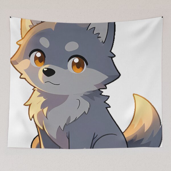 Item preview, Wolf Pup with Sunset Fur Highlights designed and sold by pumsquare.