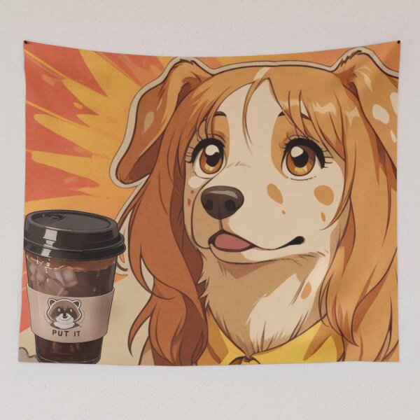 Item preview, Anime Dog Girl with Iced Coffee Graphic designed and sold by BLUESKY11a.