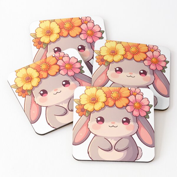 Item preview, Bunny with Sunset Flower Crown designed and sold by pumsquare.