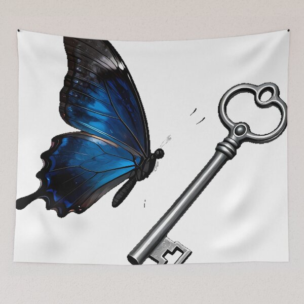 Item preview, Dark Morpho Butterfly with Silver Key designed and sold by IllumeInk.