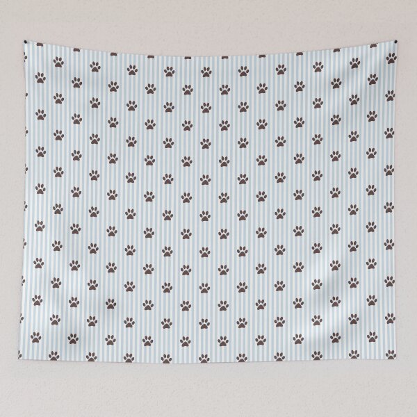 Item preview, Brown Paw Print Stripes Pattern | Light Blue and White Striped Paw Design | Cute Dog Paw Print | Animal Lover Paw Pattern | Brown Paws on Vertical Stripes | Pet Owner Gift designed and sold by VivaFy.