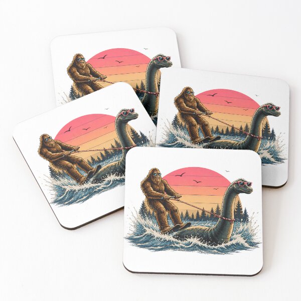 Item preview, Bigfoot Loch Ness Monster Waterskiing Vintage Cryptid Duo Sasquatch Nessie Humor designed and sold by VGAfanatic.