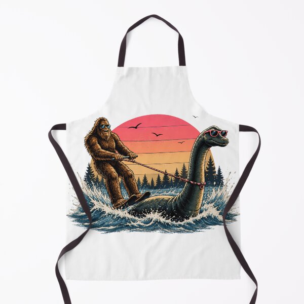 Item preview, Bigfoot Loch Ness Monster Waterskiing Vintage Cryptid Duo Sasquatch Nessie Humor designed and sold by VGAfanatic.