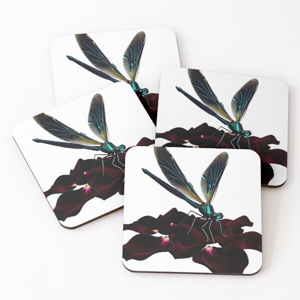 Item preview, Damselfly with Black Rose Petals designed and sold by IllumeInk.