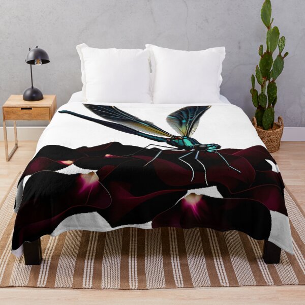 Item preview, Damselfly with Black Rose Petals designed and sold by IllumeInk.