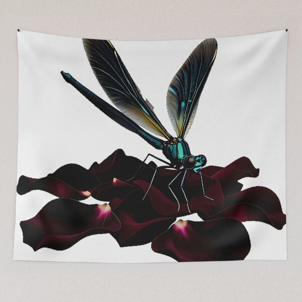 Item preview, Damselfly with Black Rose Petals designed and sold by IllumeInk.