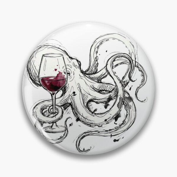 Item preview, Octopus with Wine – Funny Minimalist Cocktail Line Art designed and sold by Evv_u.