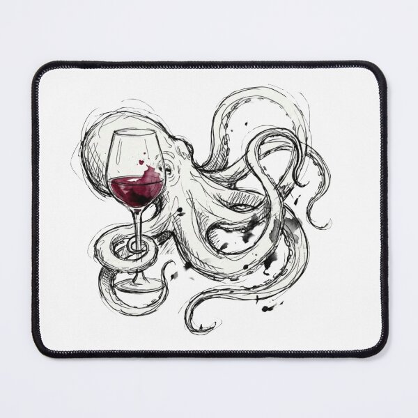 Item preview, Octopus with Wine – Funny Minimalist Cocktail Line Art designed and sold by Evv_u.