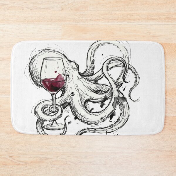 Item preview, Octopus with Wine – Funny Minimalist Cocktail Line Art designed and sold by Evv_u.