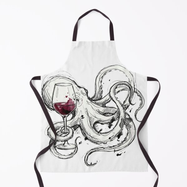 Item preview, Octopus with Wine – Funny Minimalist Cocktail Line Art designed and sold by Evv_u.