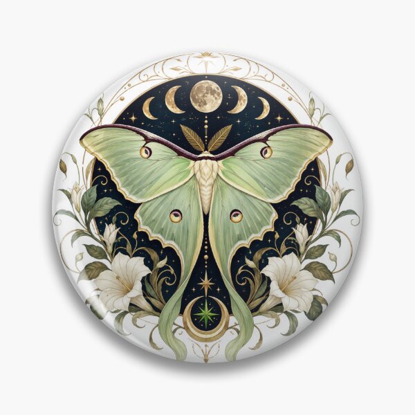 Item preview, Celestial Luna Moth with Moon Phases and Lilies designed and sold by SneonStudioCo.