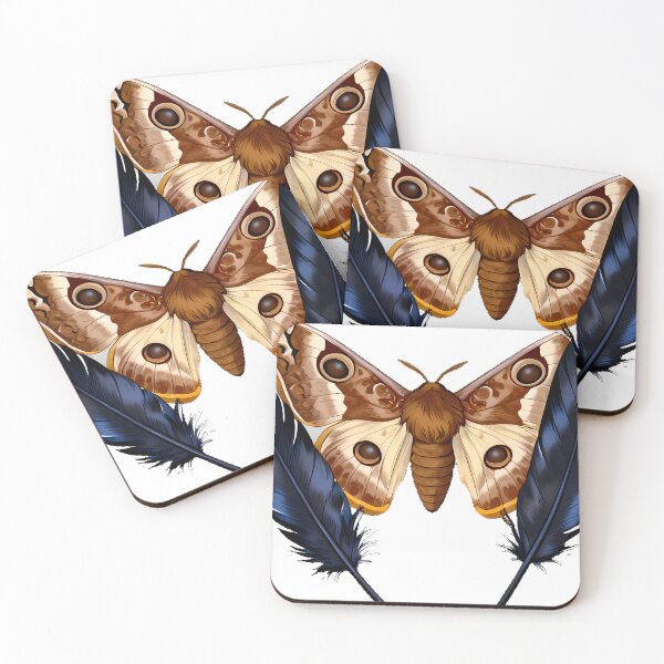 Item preview, Polyphemus Moth with Raven Feather designed and sold by IllumeInk.