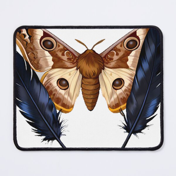 Item preview, Polyphemus Moth with Raven Feather designed and sold by IllumeInk.