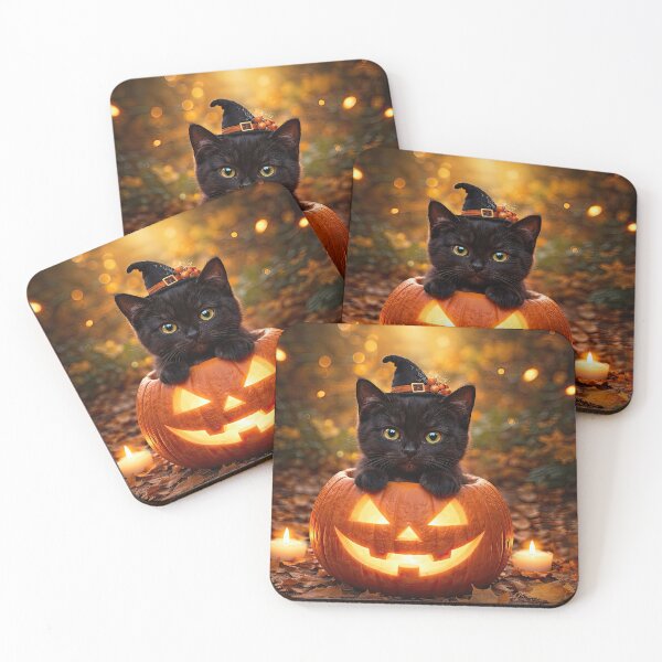Item preview, Black Cat in Halloween Pumpkin Cute and Whimsical designed and sold by Stephanie Laird.