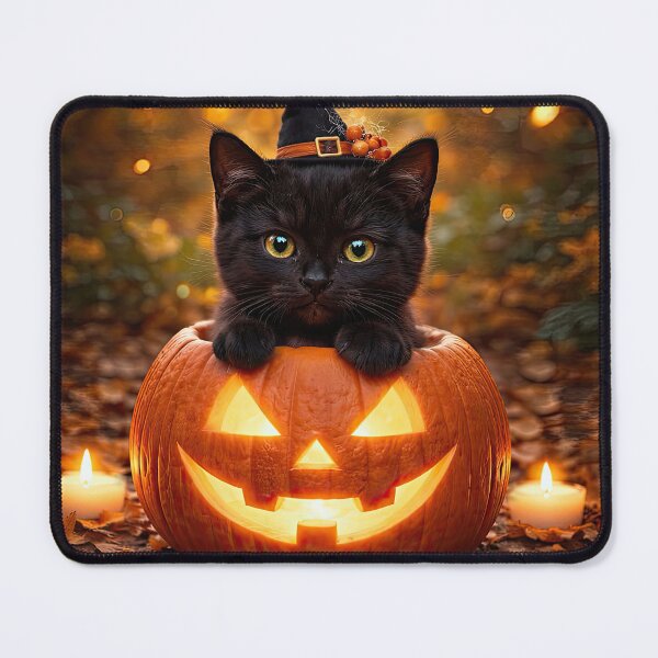 Item preview, Black Cat in Halloween Pumpkin Cute and Whimsical designed and sold by Stephanie Laird.