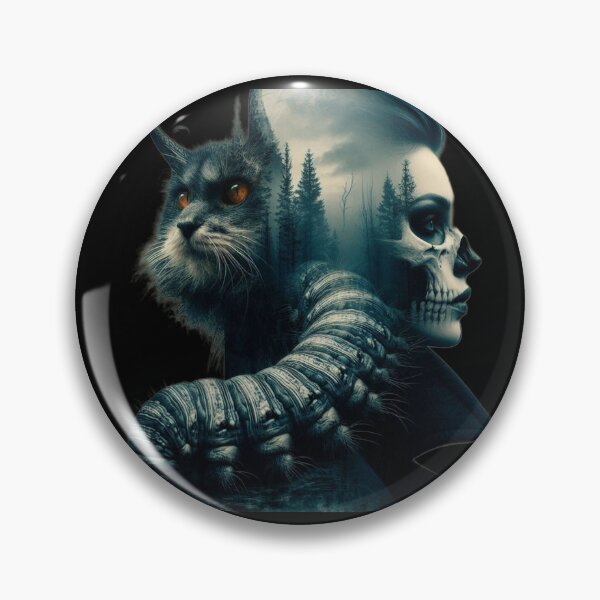 Item preview, Horned Cat and Gothic Skull Forest Mindscape designed and sold by LujziWorld.
