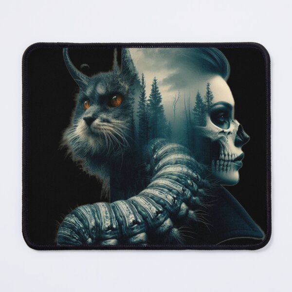 Item preview, Horned Cat and Gothic Skull Forest Mindscape designed and sold by LujziWorld.