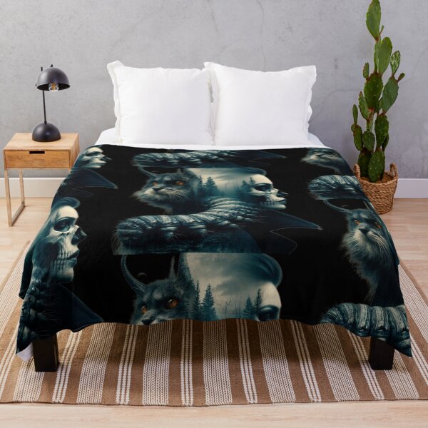 Item preview, Horned Cat and Gothic Skull Forest Mindscape designed and sold by LujziWorld.