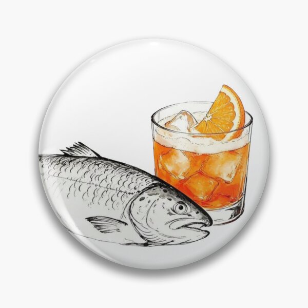 Artikelvorschau, Lachs mit Aperol Spritz – Lustige minimalistische Cocktail-Linienzeichnung entworfen und verkauft von Evv_u.