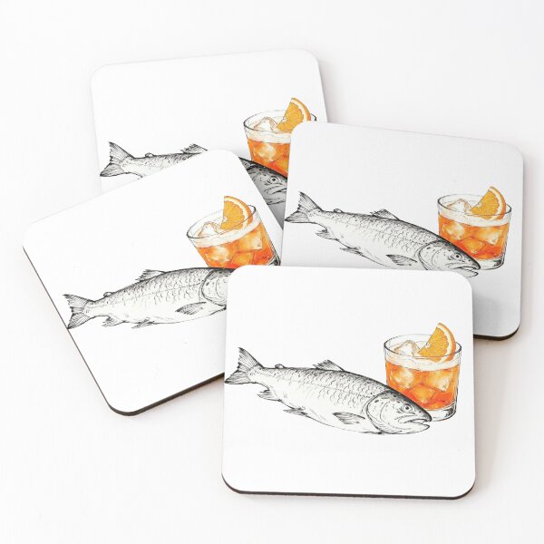 Item preview, Salmon with Aperol Spritz – Funny Minimalist Cocktail Line Art designed and sold by Evv_u.