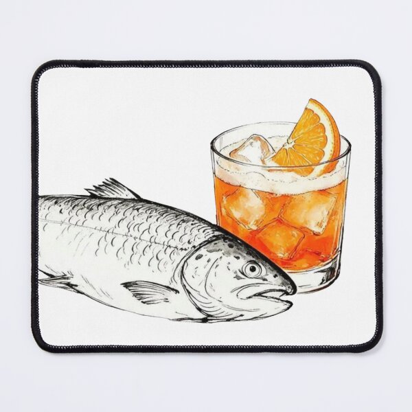 Item preview, Salmon with Aperol Spritz – Funny Minimalist Cocktail Line Art designed and sold by Evv_u.