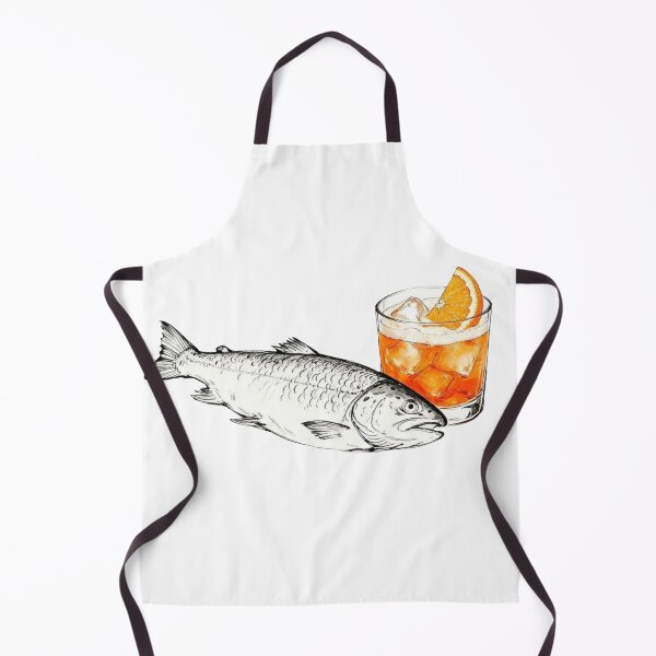Artikelvorschau, Lachs mit Aperol Spritz – Lustige minimalistische Cocktail-Linienzeichnung entworfen und verkauft von Evv_u.