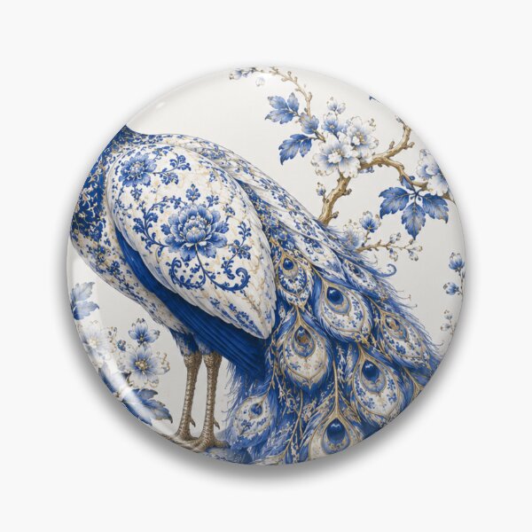 Item preview, Blue Chinoiserie Peacock Wall Art designed and sold by ⭐ AURA STUDIO.