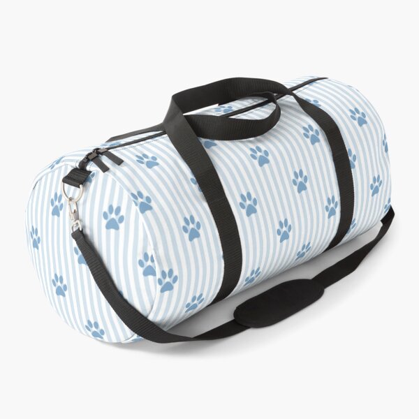 Item preview, Blue Paw Stripes Pattern | Soft Blue and White Striped Paw Design | Cute Dog Paw Print | Puppy Paws Pattern | Muted Blue Paws on Vertical Stripes | Cute Pet Lover Pattern designed and sold by VivaFy.